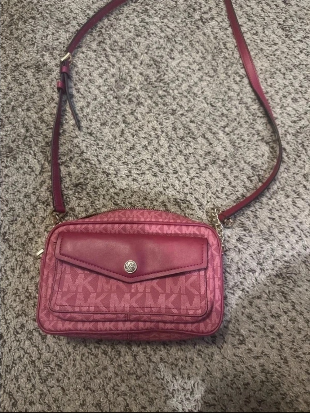 Michael Kors Rose-Pink MK Monogram Crossbody Bag